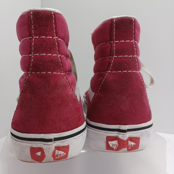 VANS Off The Wall Sk8-Hi Red/Fuschia High Top Sneakers Shoes Mens 3.5 / Womens 5 - Picture 8 of 9